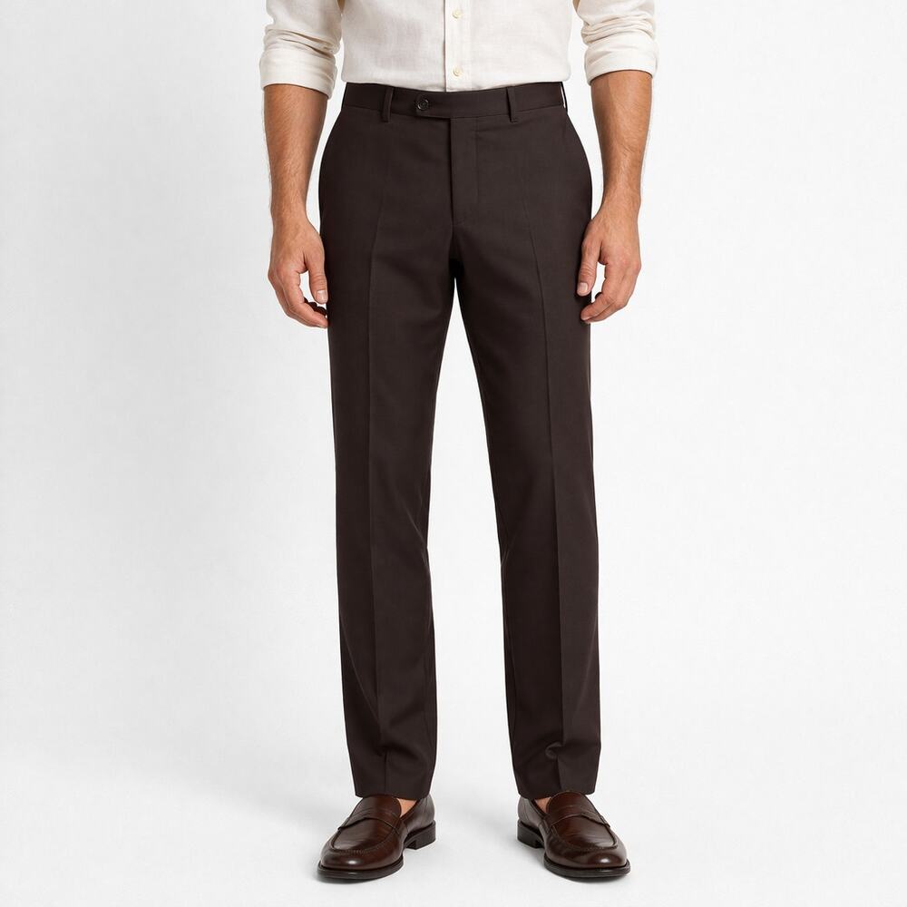 Ermenegildo Zegna Men's Slim Fit Brown Cotton Trousers 56R 39 Luxury (US 38/40)